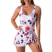 Trae una pieza para mujer con control abdominal, baño, falda, traje de baño - details 6