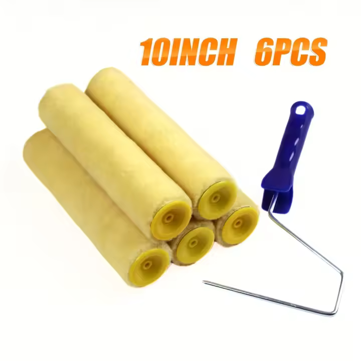 NAEFAEK Juego de 5 rodillos de pintura de 10 pulgadas con marco, altura de siesta de 3/8 pulgadas, para pintura eficiente de paredes, techos y hogares - 1