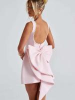 Vestido corto elegante con lazo de perlas y espalda descubierta para mujer, minivestidos bonitos de fiesta sin mangas, negro, blanco, rosa, elegante, noche de cumpleaños Y2K - details 13