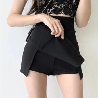 Falda corta con abertura para mujer, traje de oficina, minifalda negra de cintura alta, pantalones cortos de pierna ancha, novedad de verano - details 9