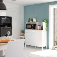 Cocina Mueble Auxiliar de 3 Puertas + 1 Armario Acabado en Blanco Artik y Roble Canadiense - details 1