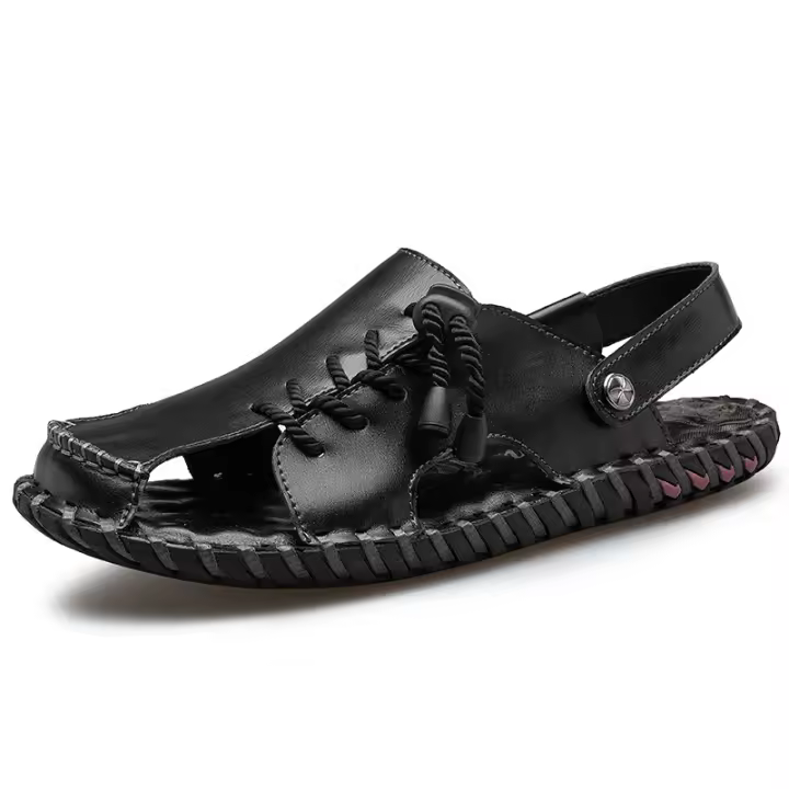 Sandalias de cuero para hombre, zapatos informales antideslizantes, cómodos, para playa y deportes, para verano - 1
