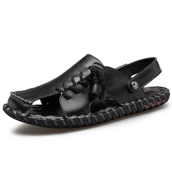 Sandalias de cuero para hombre, zapatos informales antideslizantes, cómodos, para playa y deportes, para verano - 1