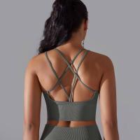 Sujetador de yoga sin costuras para mujer, sujetador deportivo cruzado de alto impacto, a prueba de golpes, top corto, transpirable, antisudor - details 43