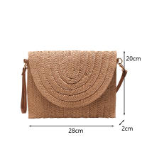 Bolso cruzado de hombro tejido de paja para mujer, bolso de mano de playa, bolsos de sobre hechos a mano informales de verano - details 31