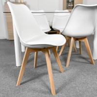 Pack de 4 Sillas Escandinavas Acolchadas para Cocina, Salón o Comedor, Modelo Sena, Patas de Madera, Prácticas y Funcionales, Fácil Montaje, Color Blanco - details 1