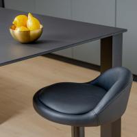 Taburete de Cocina Giratorio en 360 ° , Silla de Bar Regulable en Altura de 72 a 92 cm, con Respaldo de Polipiel, Estructura Metal Negra y Reposapiés, Negro - details 1