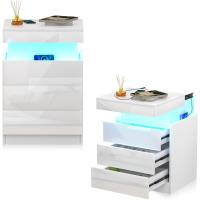 Mesita de Noche Inteligente con 3 Cajones, Mesita de Noche para Dormitorio, Mesas Auxiliares de Madera Estilo Moderno para Sala de Estar 45 x 40 x 67 cm - details 19