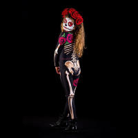 Disfraz de esqueleto aterrador para Halloween, mono de calavera de terror para la familia, trajes de pijama para fiesta de Carnaval - details 5