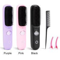 Plancha de pelo portátil, plancha de pelo inalámbrica, pantalla Digital, peine alisador de pelo, 3 temperaturas ajustables para viajes en casa - details 5