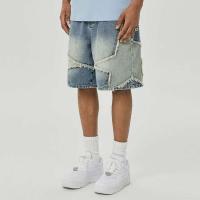 Pantalones vaqueros sueltos para hombre, pantalones cortos de pierna ancha, rectos, informales, de cinco puntas, de talla grande - details 2