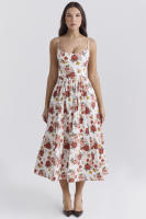 Vestido suspendido con espalda abierta para mujer, falda de longitud media con flores fragmentadas, estilo dulce y picante, verano 2025 - details 1