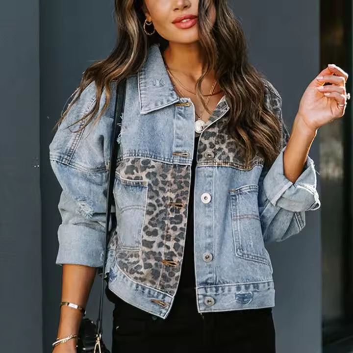 Chaqueta vaquera desgastada para mujer, abrigo rasgado, prendas de vestir exteriores, primavera y otoño - 1
