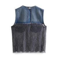 - Chaleco vaquero para mujer con costuras, chaqueta corta, tops, primavera y verano, 2025 - details 1