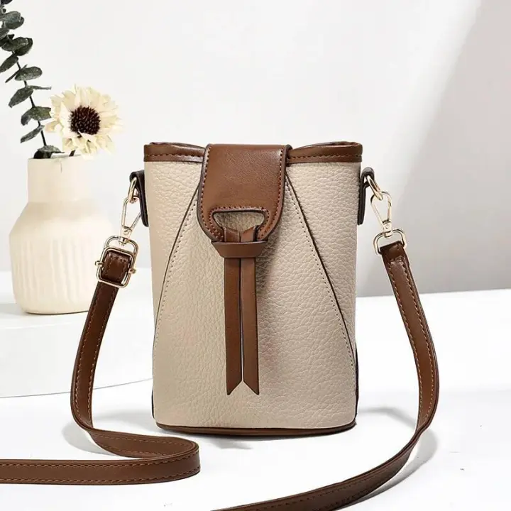 Bandolera femenina móvil nuevo estilo extranjero vertical pequeño y ligero mini bolso tipo cubo para teléfono móvil Mochila de lujo de alta gama - 1