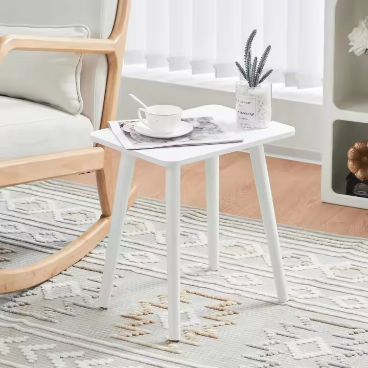YOUDENOVA Mesa Auxiliar de Madera - Centro Pequeña, Salón, Mesita de Noche, Té, Sofá para Dormitorio, Balcón - Soporte para Flores - 40 x 30 x 43 cm, Blanco - 1