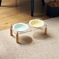 Cuenco individual/doble para gatos con soporte acrílico, protege la columna Cervical, cuenco de cerámica antiderrames para comida de mascotas, antivómitos, antideslizante - details 5