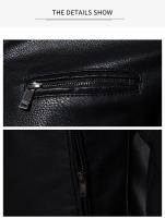 Nueva chaqueta de cuero para hombre, moda delgada de motocicleta juvenil, PU, de otoño e invierno - details 15