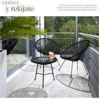 Exterior de Acero, Estilo Acapulco, 2 Sillas y 1 Mesa con Cristal, Mesa y Sillas de Terraza Resistentes a la Intemperie, Topes en Patas, para Interior y Exterior - beige - details 10