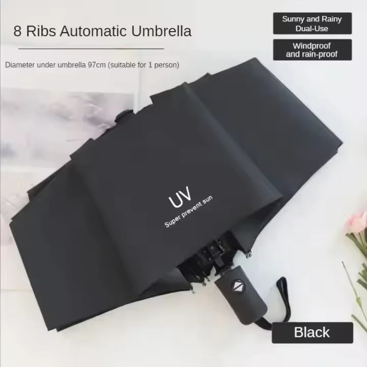 Paraguas plegable para hombre y mujer, protección solar y lluvia, doble protección solar automática, protección UV, sombrilla - 1