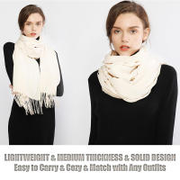 Bufanda larga clásica de color sólido con borlas de invierno cálido para mujer, chal suave, para bodas, regalo para mujer - details 4