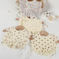 Bib De Bebé De Algodón 100% Con Encaje Retro Y Volante 4 Capas Impermeable Para Niños Y Niñas Estilo Vintage Con Patrón Floral - details 8
