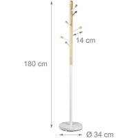 Perchero de Madera y Metal Blanco 6 Varillas, 180 x 34 x 34 cm Ideal para Oficina, Dormitorio - details 3