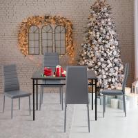 Sillas de Comedor Juego de 4 Sillas de Metal para Cocina, Silla de Mesa Comoda Silla con Asiento Tapizado, Negro - details 10