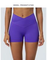 Pantalones cortos ajustados de cintura cruzada, Shorts de secado rápido para gimnasio, Yoga, levantamiento de cadera, elásticos, cintura alta, correr, Fitness - details 1