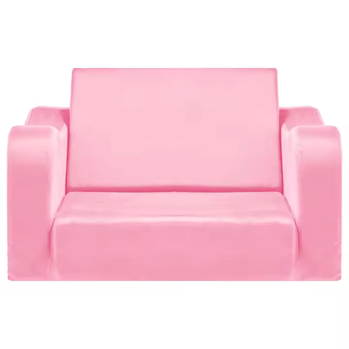 Sofá Infantil 2 en 1 SucceBuy, Sofá Plegable Suave con Reposabrazos, Hecho de Esponja 28D y Pelo Corto, Se Transforma de Silla para Niños Pequeños a Sofá, Ideal para Jugar o Relajarse, Tamaño Mediano, Rosa - 1