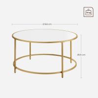 Mesa de Centro Redonda, Mesa de Cristal con Marco de Acero, Mesa de Salón, Mesa de Café - details 14