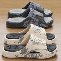 ZHIDA Pantuflas para Hombre EVA Antideslizantes para Interiores Chanclas de Suela Gruesa con Diseño de Graffiti, Sandalias Planas con Estampado de Dibujos Animados para Playa - details 8