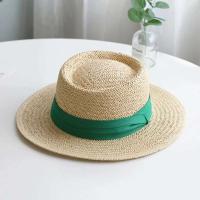 Paja grande ancha para mujer Summe viaje vacaciones playa protección solar UV Panamá gorra moda mujer sombrero con viseras - details 4