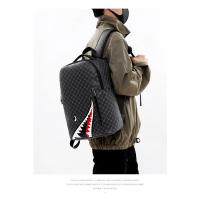 Mochila Simple con personalidad a la moda con boca de tiburón para hombre, mochila escolar a cuadros para estudiantes de secundaria, mochila para ordenador - details 3