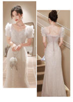 Vestido Eveig Gow Estilo Francés de Cola de Pescado para Mujer 2025 Vestido de Boda de Lujo Ligero - details 10