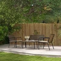 Juego de 4 Piezas de Muebles de Jardín con 2 Sofás Individuales, 1 Sofá de 2 Plazas y 1 Mesa con Vidrio Templado - details 1