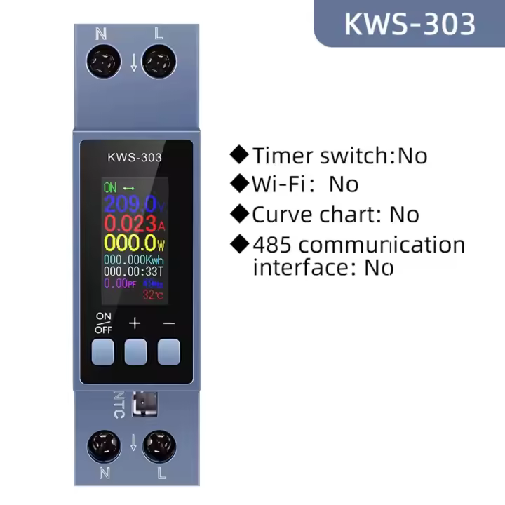 Interruptor inteligente KWS-303 40A con WIFI, disyuntor LED, medidor de energía, KWh, temporizador, relé, Control remoto, aplicación Smart Life - 1
