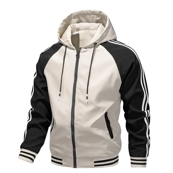 Man Spring Autumn Hooded Coat Fashion New Solid Color Baseball Uniform Motion Jackets Comfortable Harajuku Street Man Coat - 1