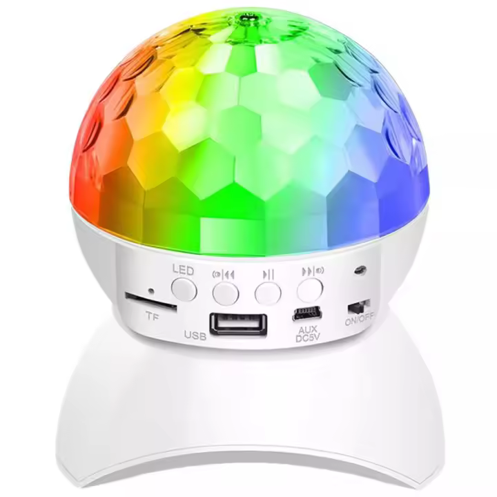 Proyector de bola de discoteca inalámbrico, LED, 7 modos de iluminación, reproductor de tarjeta TF, Altavoz Bluetooth para DJ, boda, fiesta, Bar, KTV - 1