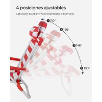 Silla de Camping Portátil Plegable, Ajustable, Bolsillos Laterales, Rojo y Blanco - details 3