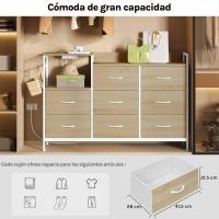 Cajonera para armario, cómoda dormitorio 8 cajones de tela, estantes de madera, cómoda de salón, cajas organizadoras, estructura metálica, estilo industrial - details 15