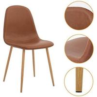 Juego de 4, Estilo Nórdico Vintage de Cuero Sintético con Patas de Metal, Sillas de Comedor para la Cocina, Sillones para el Salón, Color Marrón - details 4