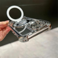 Soporte de Montaje de Choque Magnético Funda Clara Magsafe para iPhone 15, 16, 14, 13, 12, 11 Pro Max Fundas para Móviles de Plateado de Lujo - details 2