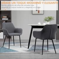 Pack de 2 Sillas de Comedor Sillas Decorativas Tapizadas en Lino Sillas de Cocina con Respaldo Reposabrazos y Patas de Metal para Salón 59,5x56,5x81 cm Azul - details 13