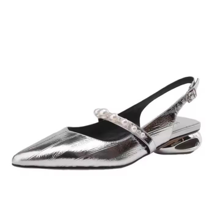 Sandalias gruesas de tacón alto de estilo francés 2025, adecuadas para mujeres elegantes de plata y cristal. - 1