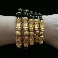 Pulsera de obsidiana de regalo de Pixiu Feng Shui doble de cobre puro para hombre y mujer, amuleto de buena suerte hecho a mano, joyería - details 4