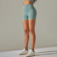 Hamidou-pantalones cortos de Yoga para mujer, Shorts deportivos de cintura alta, sin costuras, con realce de glúteos, para gimnasio, entrenamiento de verano - details 15