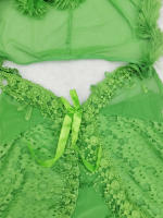 Lencería yukata de encaje, camisón sexy de encaje de malla transparente con abertura frontal y tirantes - details 13