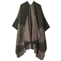 Manta de Caña de Poncho de Doble Cara Paño de Cuadrícula de Color para Mujeres - details 3