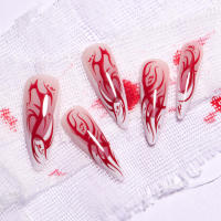 Uñas postizas con estampado de Blaze rojo, uñas postizas ultraflexibles de larga duración para compras, citas de viaje - details 1